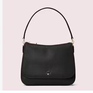 NEW Kate Spade Polly Black Leather Medium Convertible Flap Shoulder Bag